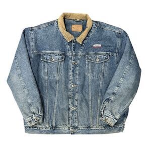 Swingster Vintage Denim Jean Jacket Flannel Lined Mens 3XL Quilted 90s USA Retro